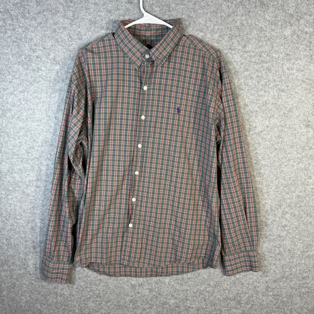 Ralph Lauren Blake Plaid Button Down Shirt Men's Large Green Red Purple
